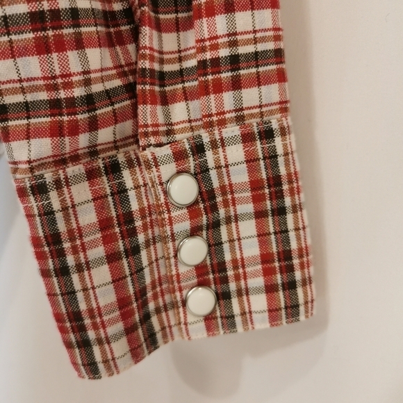 Levi’s Western Snap Button Red Plaid Long Sleeve Shirt Size M Open To Offers - Picture 7 of 10